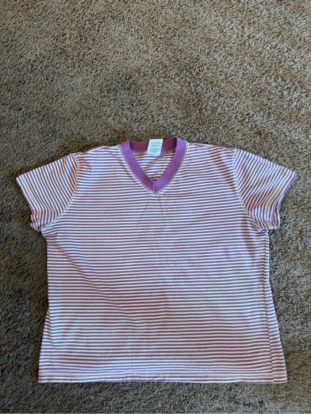 Women’s Pink Stripe V-Neck Tee